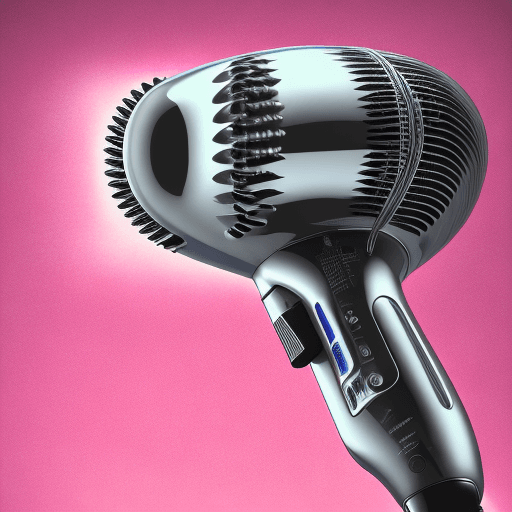 AI generated: hair dryer, High resolution photography product design, dreamy surface texture, metal trim, overlay ...