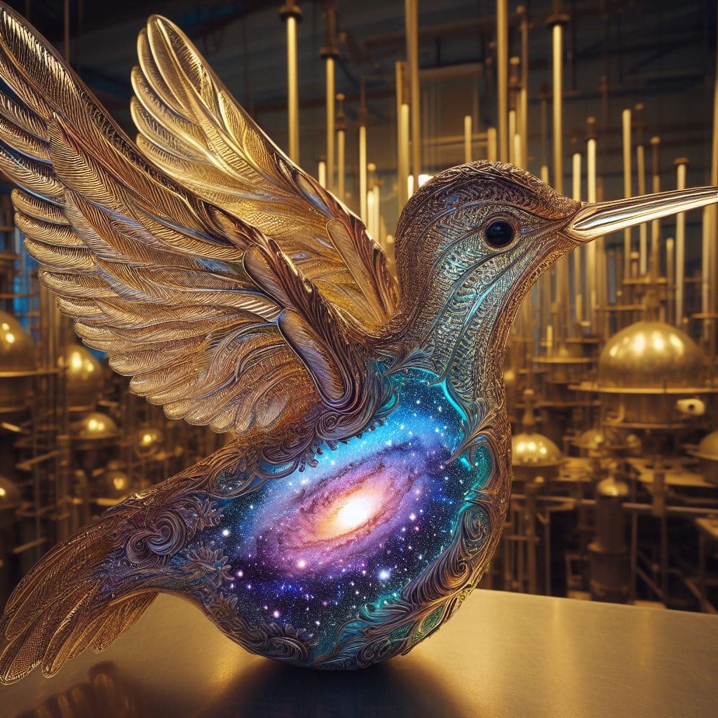 AI generated: Full 8k sharp quality focus on a beautiful intricate high quality shiny blown glass figurine of a be...