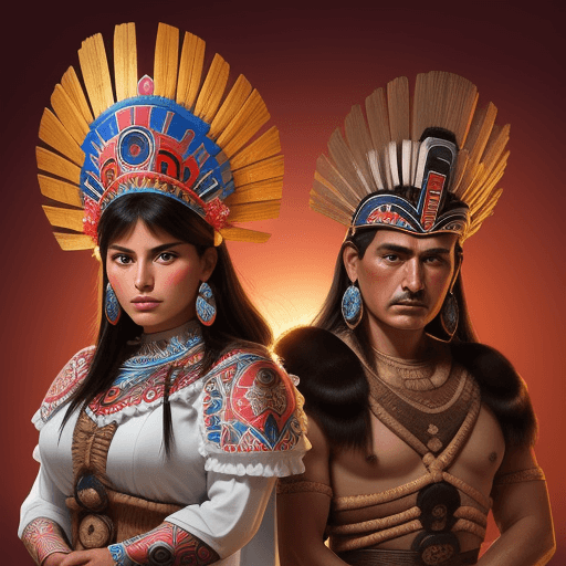 AI generated: guerrero y princesa aztecas