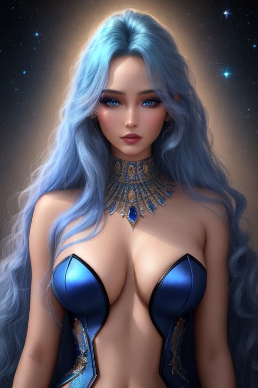AI generated: An ethereal female portrait, makeup, smooth, mesmerizing blend of otherworldly beauty and enigmatic ...