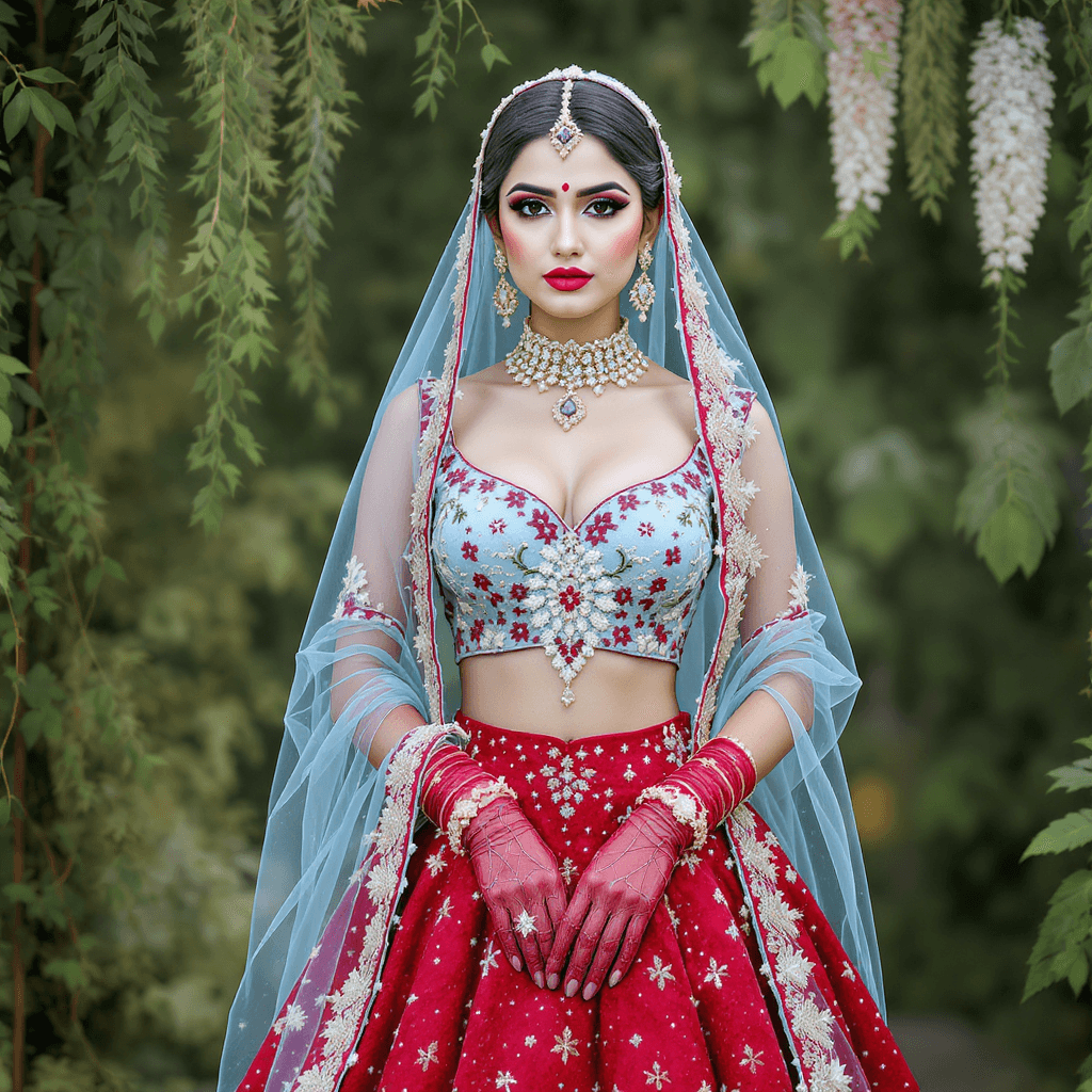 AI generated: A stunningly detailed (((vintage elegant full body scene))) featuring a (((pretty pale skin indian l...