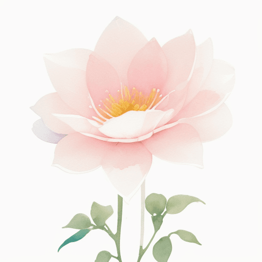 AI generated: A delicate and minimalist watercolor illustration of a pink flower with large, soft petals. The flow...