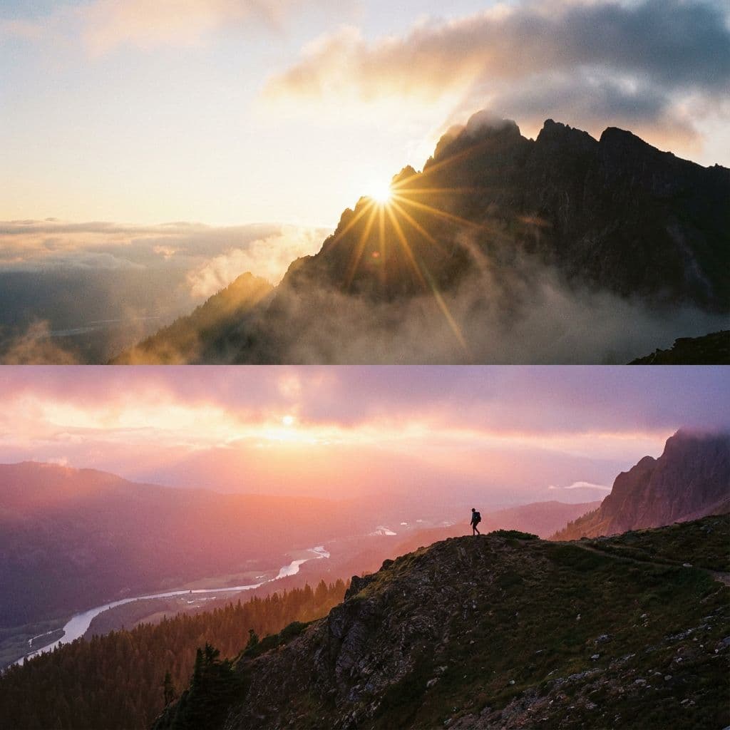 AI generated: a rising sun behind a mountain