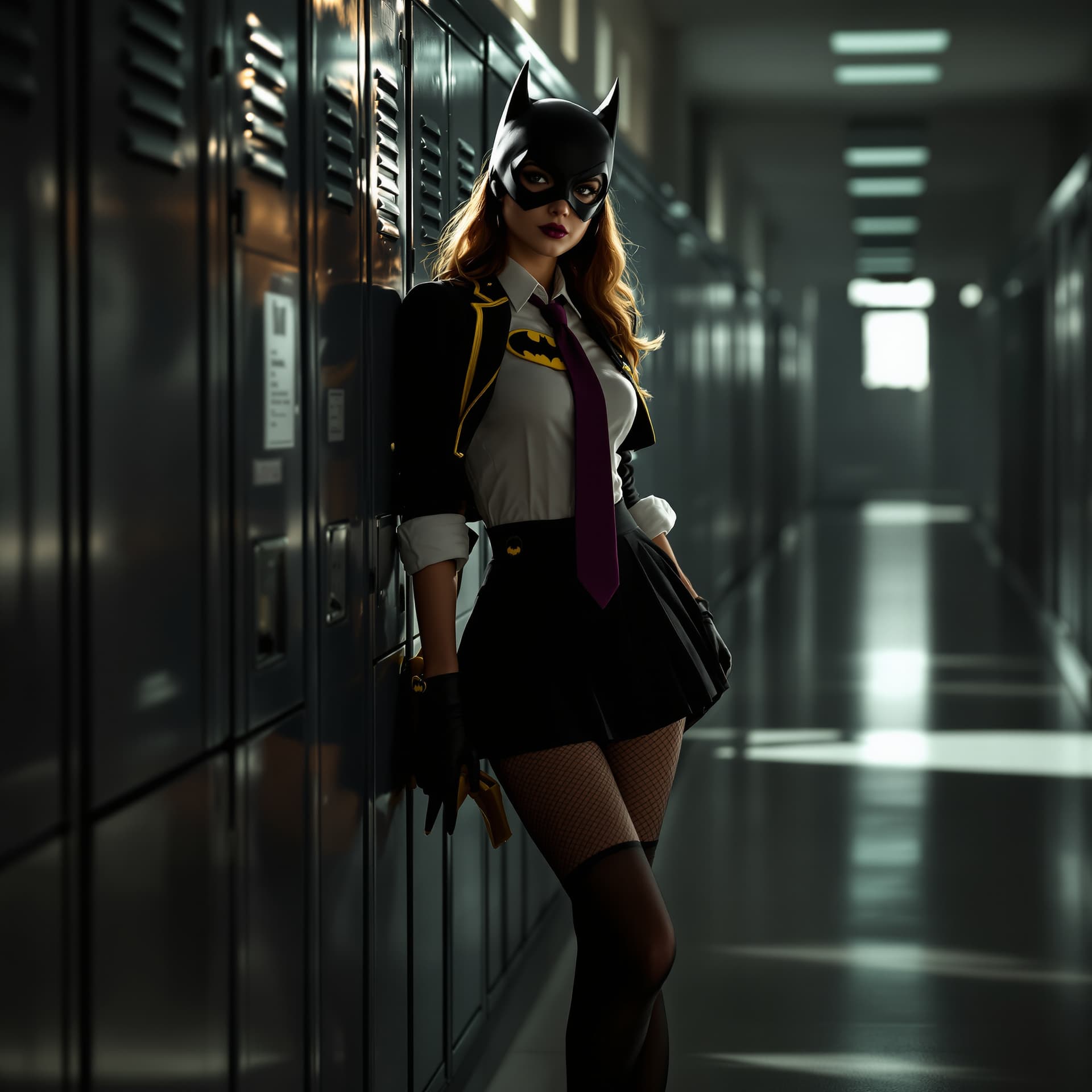 AI generated: Batgirl – College Hallway

A moody, photorealistic scene of Batgirl in a dimly lit college hallway...