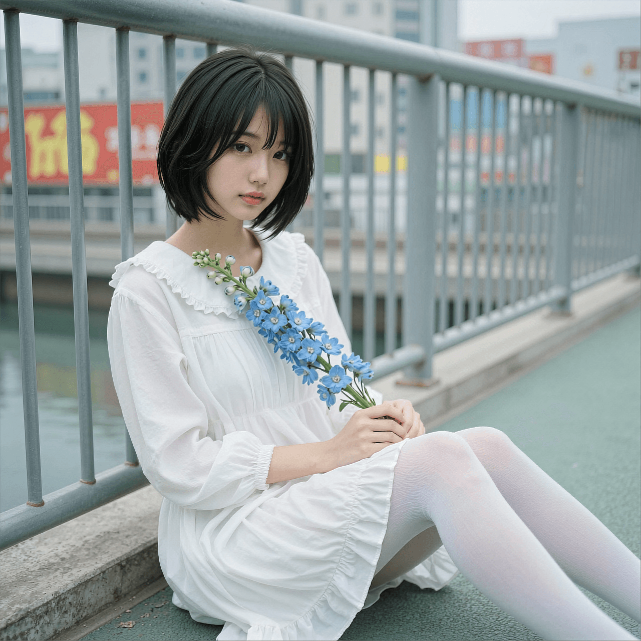 AI generated: Subject & Body Shape: A high-resolution cinematic portrait of a beautiful young East Asian woman wit...