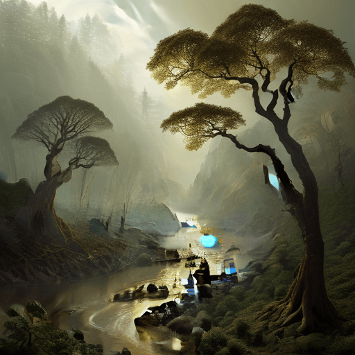 AI generated:  featuring a serene of natural disaster in forest, flood landslide, no human characters, the atmosph...