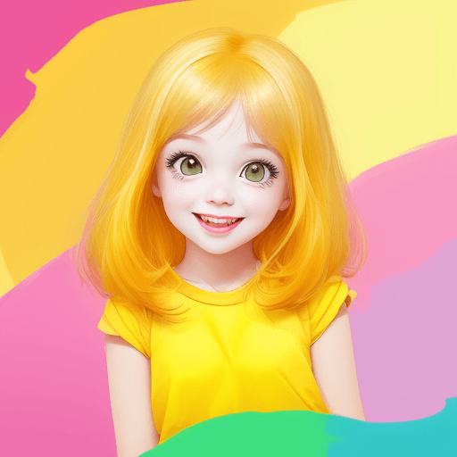 AI generated: Cartoon rendering, Girl, Cute, Colorful, Joy, Yellow