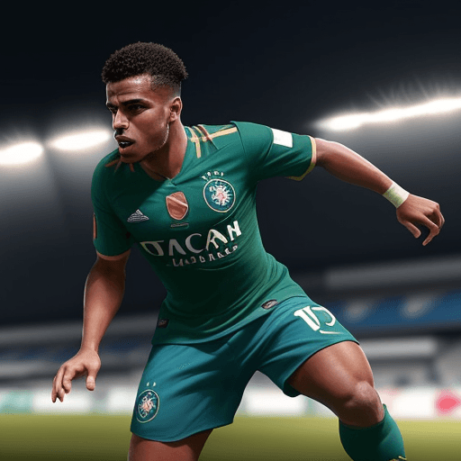 AI generated: Uma imagem de um jogador de futebol sentado em um foguete em direçãp à lua