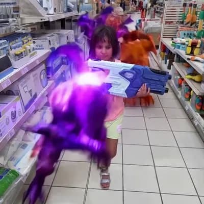 AI generated video: que aparezcan mutantes y ella les dispare con el arma