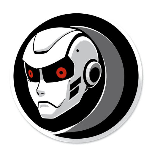 AI generated: Logo type japanese character illustration, a human like robot face, professional cartoon with high d...