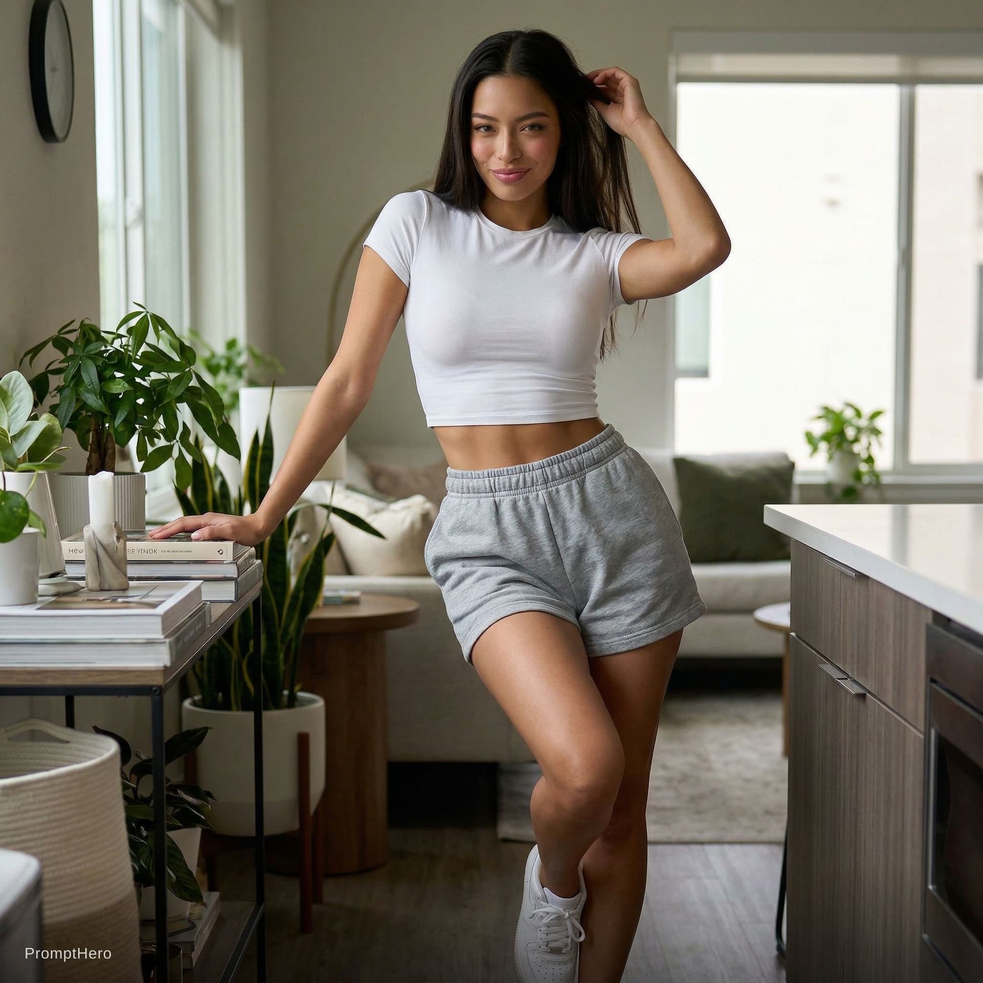 AI generated: Wild photorealistic full body photo, same woman from the reference image, exact facial features, spe...