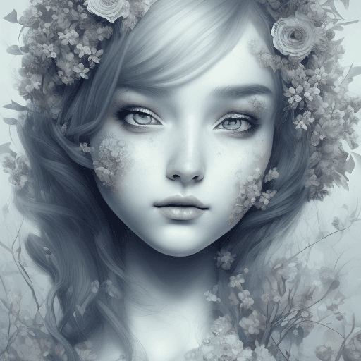 AI generated: picture of a girl dressed in flowers, in the style of artgerm, loose linework, lush and detailed, de...