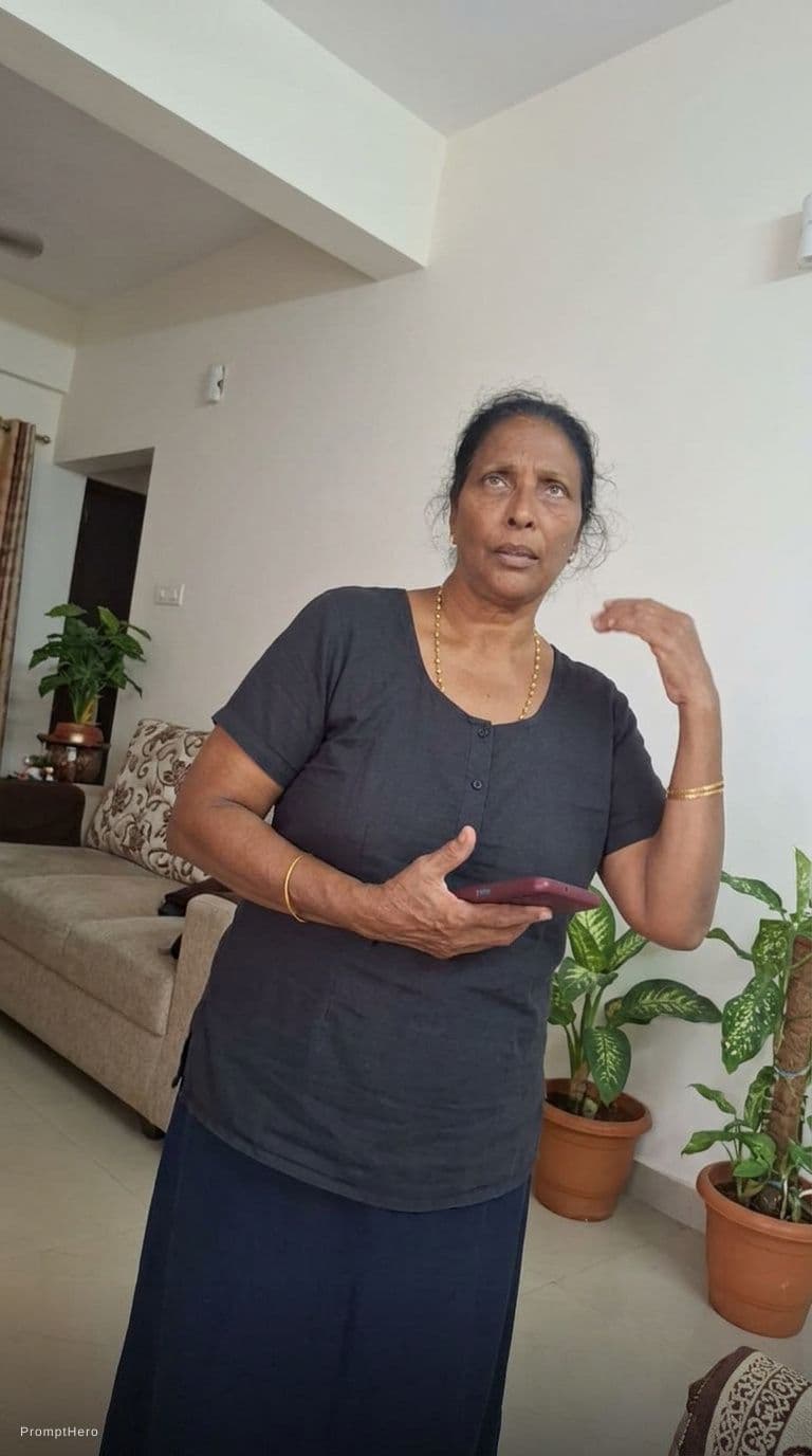 AI generated: Aunty in her blouse only with big body