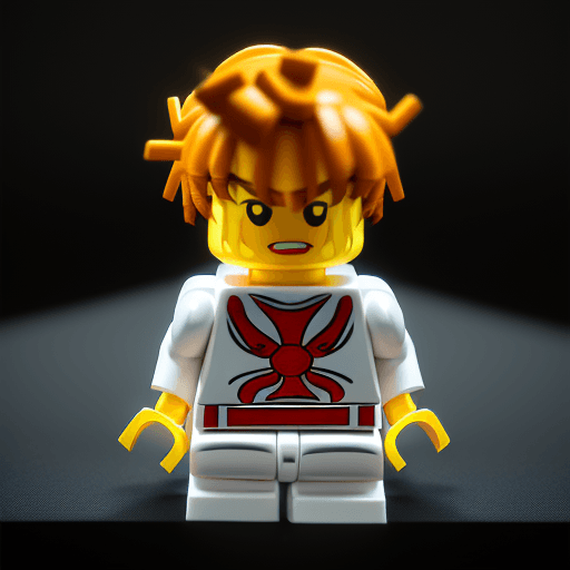 AI generated: mecro shot, Lego one piece, with name Lucas under, artistic color variations, GF32-64mm f/4 lens, st...