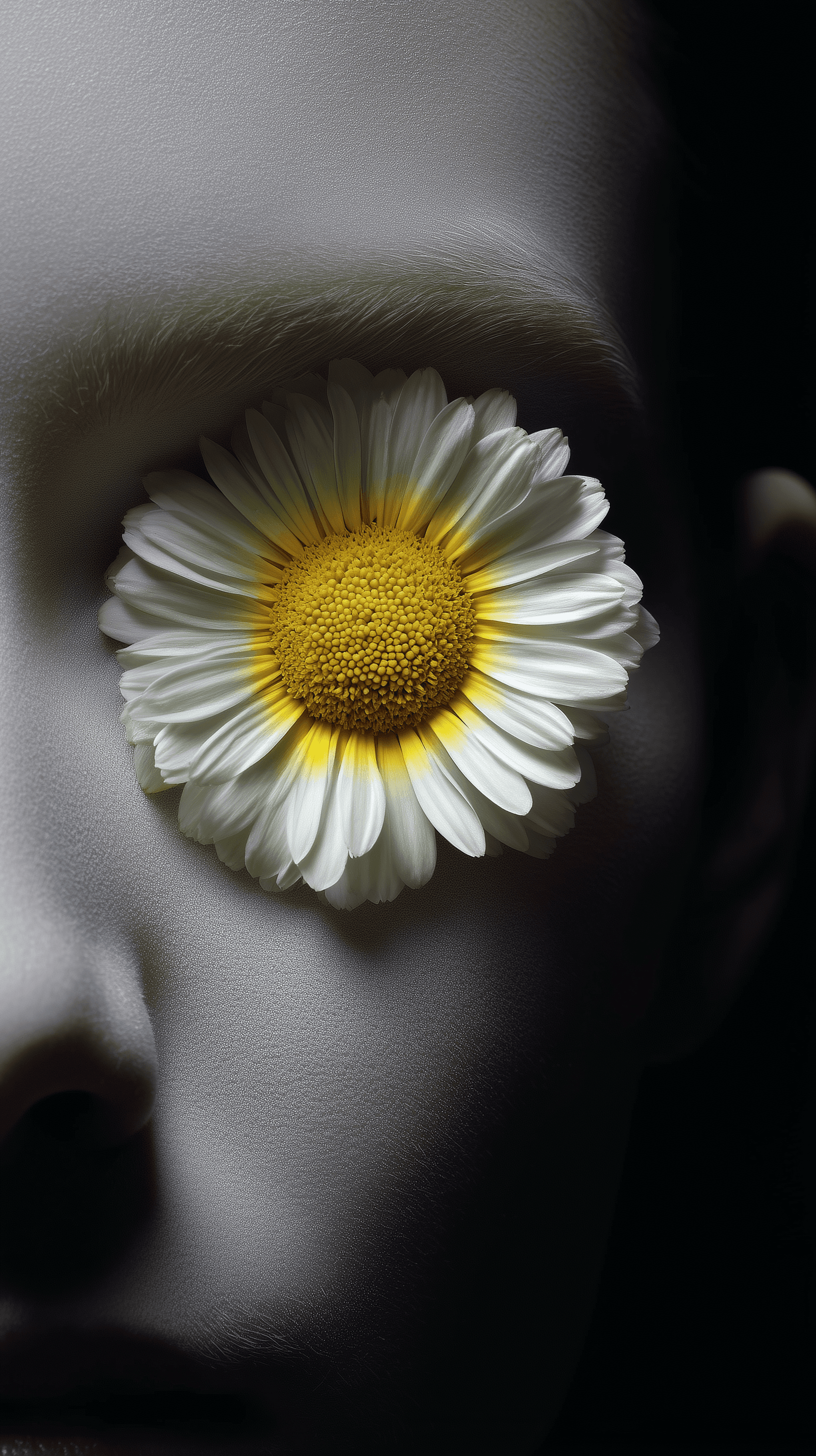 AI generated: editorial photography, surreal macro close-up, female eye, shot on Hasselblad H6D-100c, face focusin...