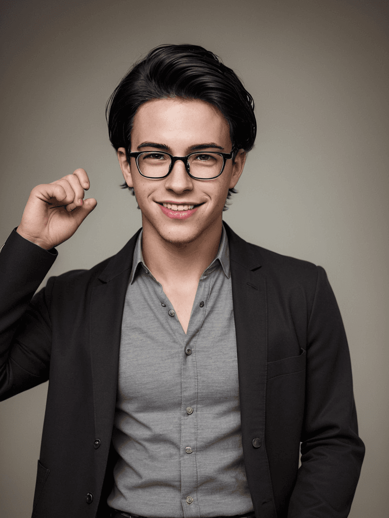 AI generated: Craft a photorealistic portrait of a young adult male exuding charisma and confidence. He should hav...