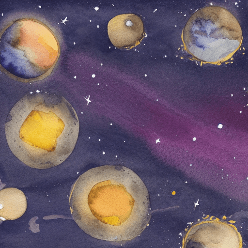 AI generated: Hyper realistic ground level watercolor of night sky phenomena, comet, supernova, constellation, tel...