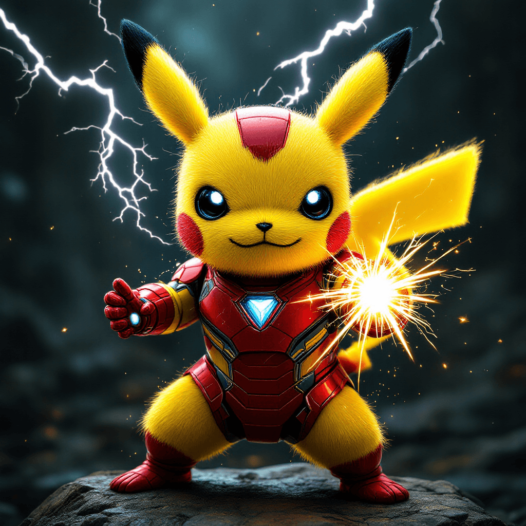 AI generated: PIKACHU LIKE IRONMAN WITH LIGHTENING