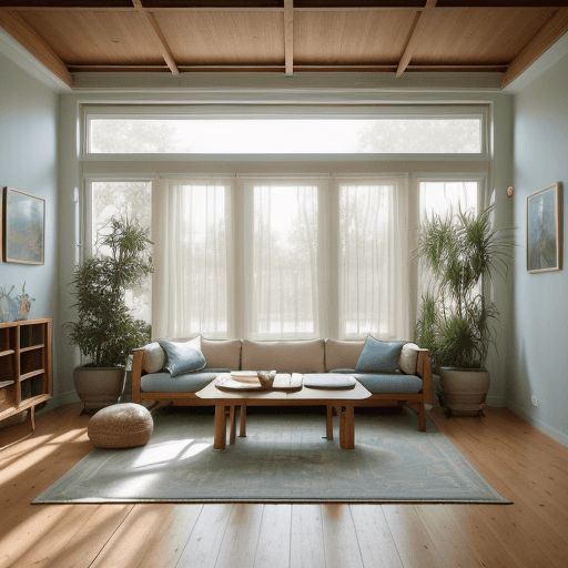 AI generated: High resolution photography interior design, dreamy sunken living room conversation pit, wooden floo...