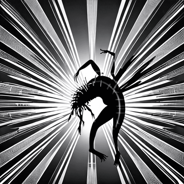 AI generated: concept art of a vector illustration png with a dancing maggot black and white
