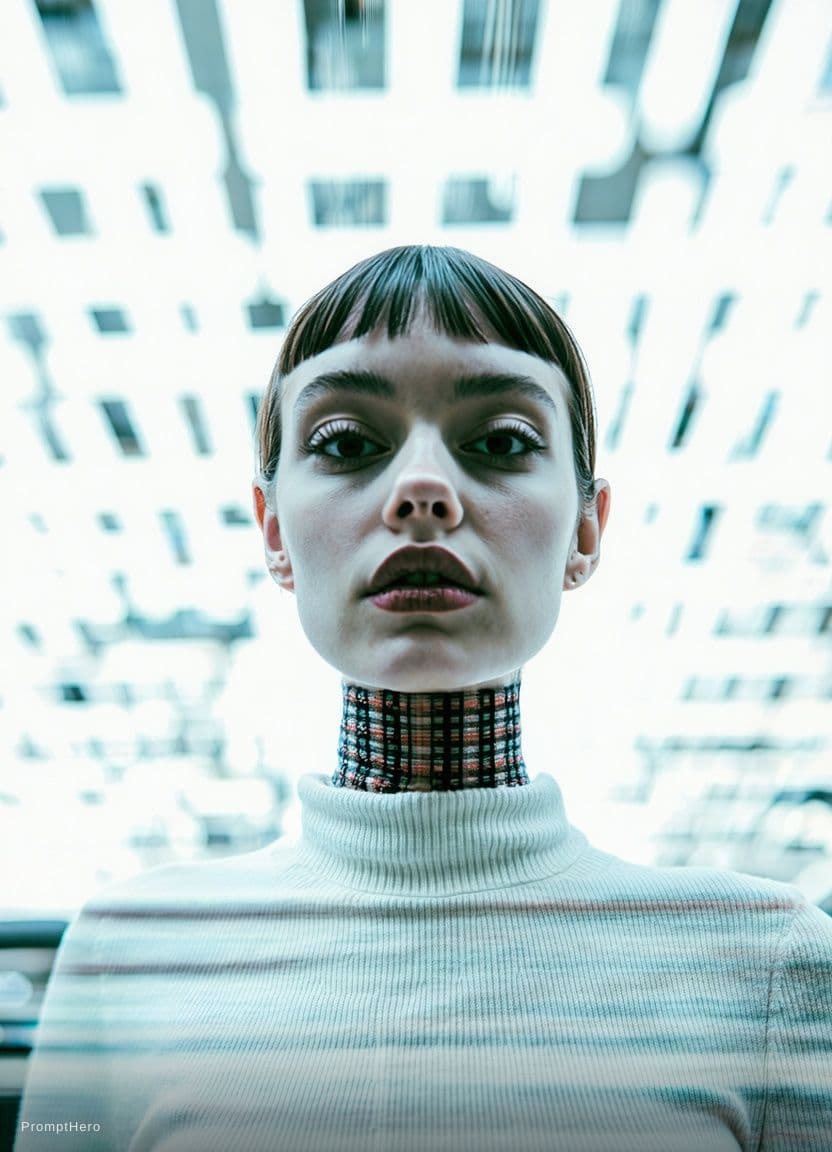 AI generated: Paparazzi-style extreme close-up photo of (reference image) with striking facial features, caught of...
