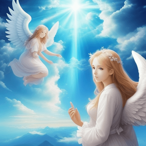 AI generated: Beautiful scenery of Heaven with Angels 