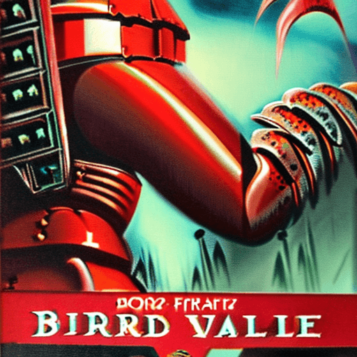 AI generated: 1970s paperback dark fantasy, sci-fi books covers, close up of a red knight wearing full plate armor...