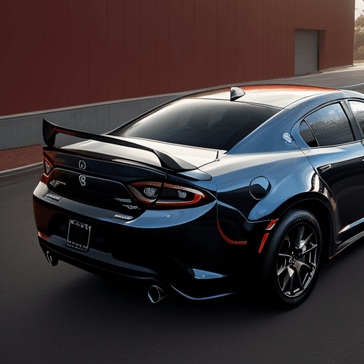 AI generated: A realistic RX8 Mazda mixed with the 2020 dodge charger desing, no rear spoiler. The rear passenger ...