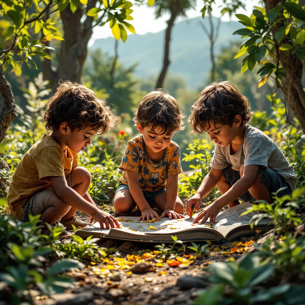 AI generated: Niños cuidando el Mundo