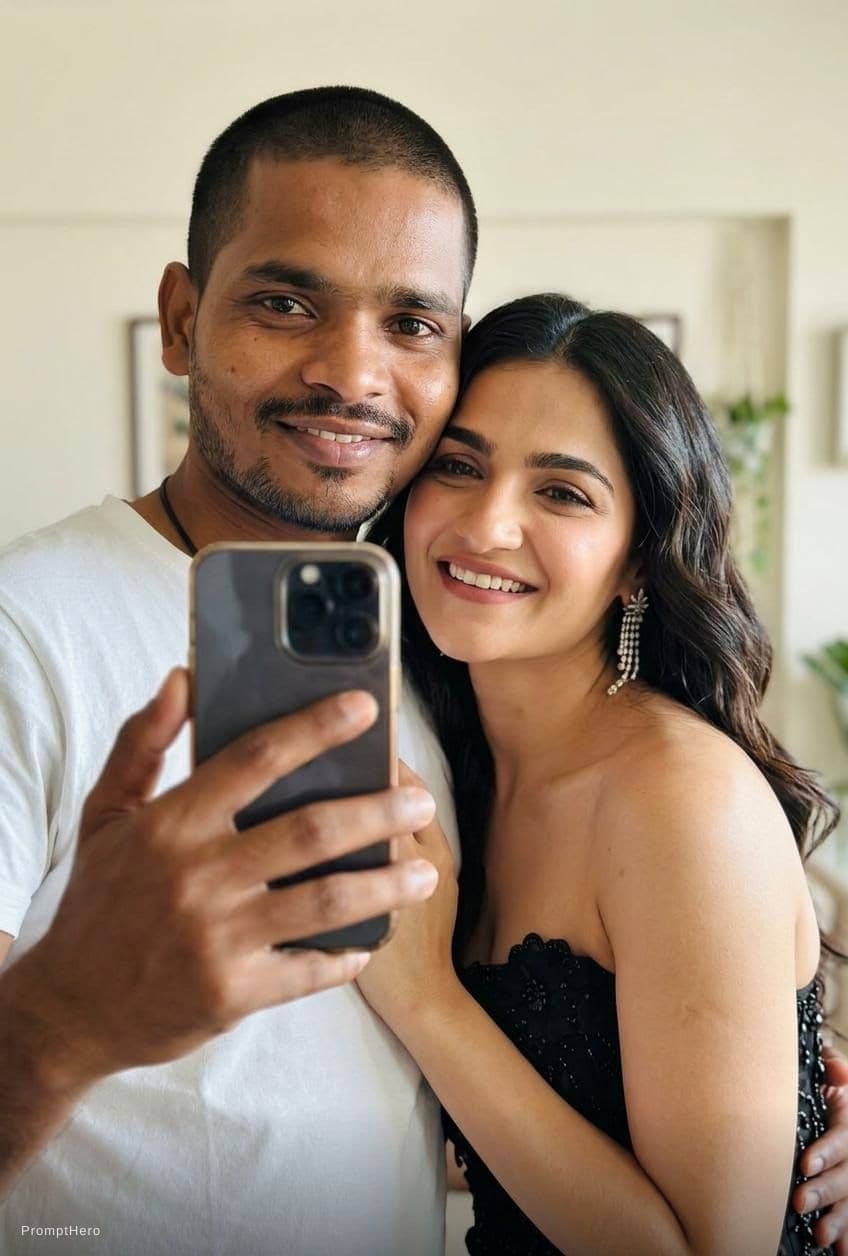 AI generated: Both of them standing closer,taking selfie