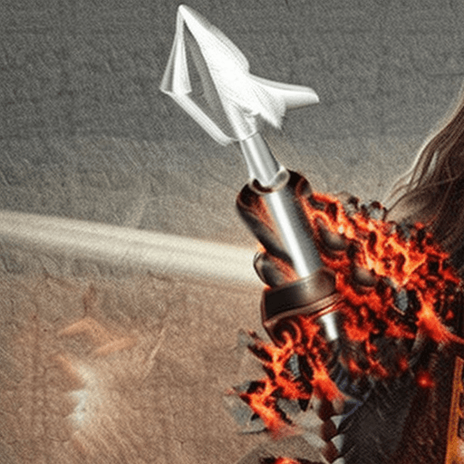 AI generated: A man with dark hair and a hard look, dressed in armor made of red-hot iron, hits an anvil with a ha...