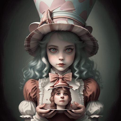 AI generated: alice in wonderland, mad hatter the sweet and innocent, highly detailed, innocent face, cinematic, 8...