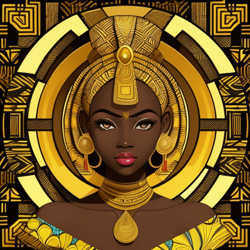 AI generated: Use immage prompt, creatie digita artwork  of an african waxprint design, Vlisco Style,  golden art-...