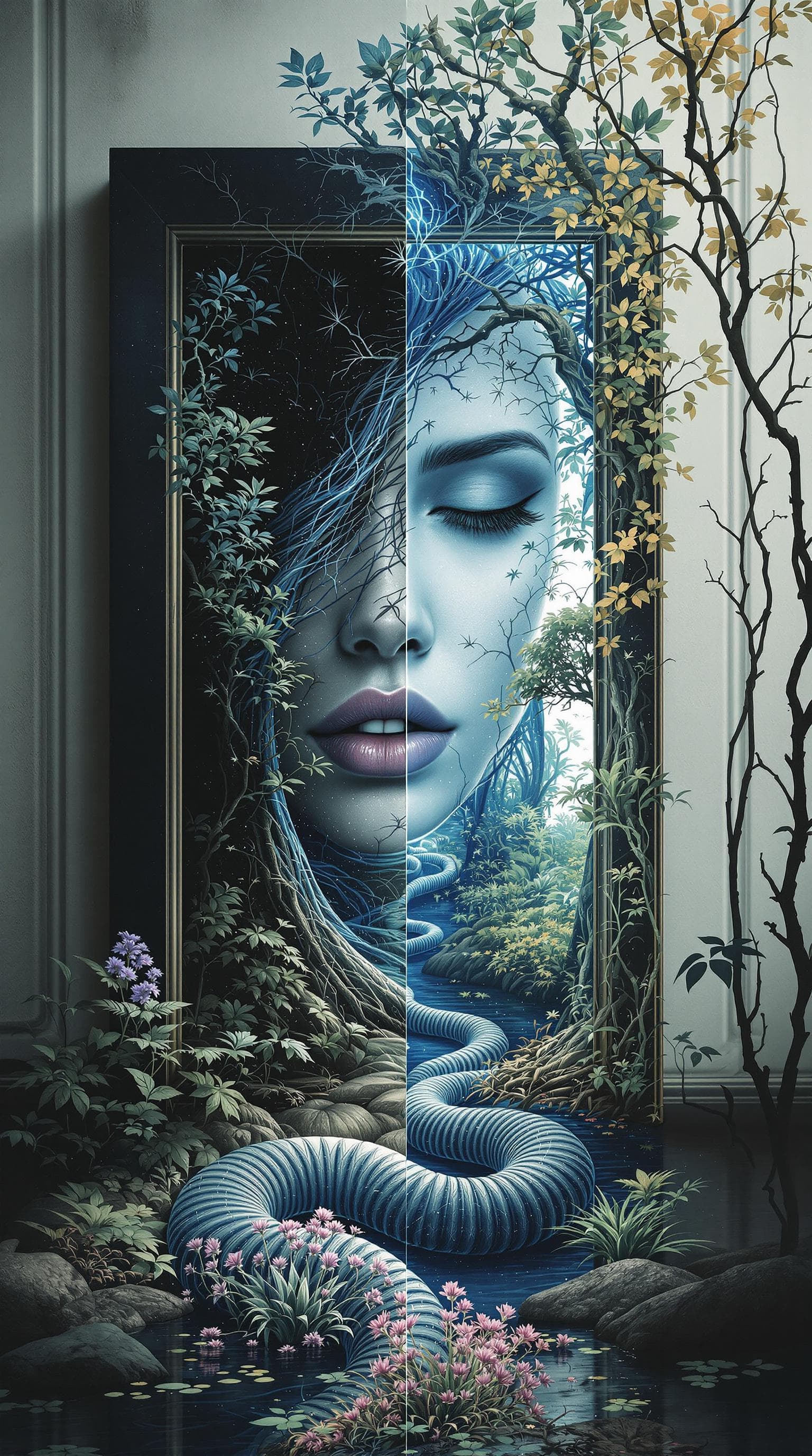 AI generated: The book is like a door that opens to another world On this side is a swamp and on the other side is...