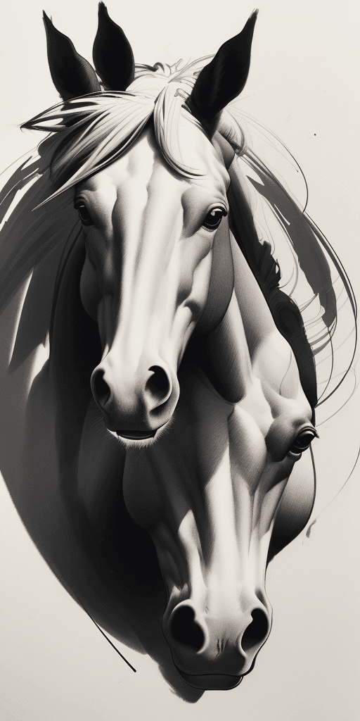 AI generated: a pencil drawing of a horse, in the style of bold, gestural strokes, expressive facial animation, la...