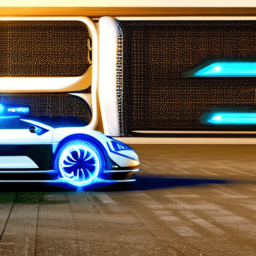 AI generated: Futuristic Concept car with luxury sports (police) features and white with sapphire blue and black d...
