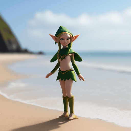 AI generated: An elf on the beach 