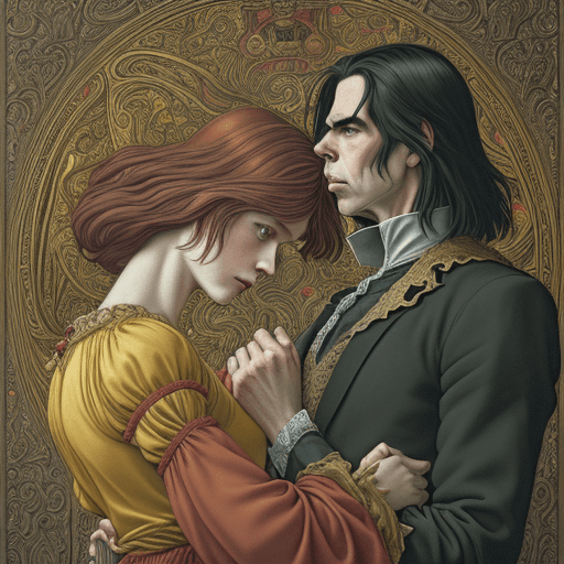 AI generated: nick cave by rené gers de la corte, from 'the fairy tale' series, in the style of mechanical realism...