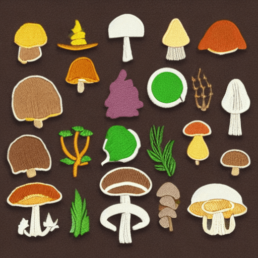 AI generated: Hyper realistic digital svg image of mushrooms identification and foraging merit badge design for pr...