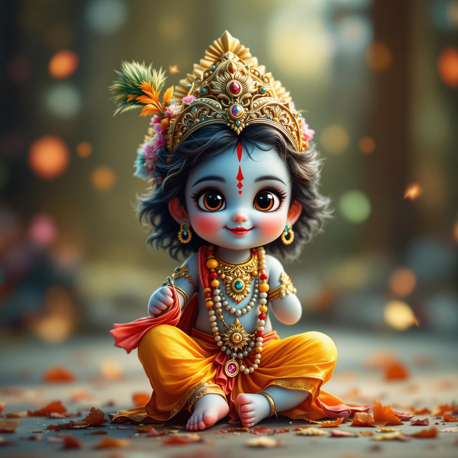AI generated: Arafed image of a cute little Krishna wishing Happy new Year 2025
