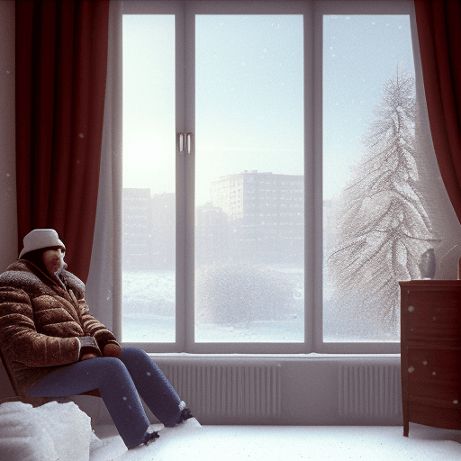 AI generated: man, in winter Russian, 1990 style, in the apartment, photorealistic, 8K, with daughter