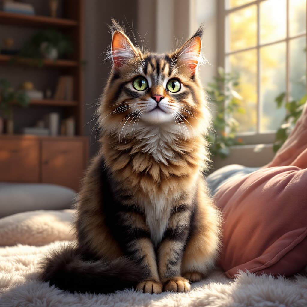 AI generated: "A highly detailed and realistic illustration of a cat with a luxurious fur coat. The cat has pierci...