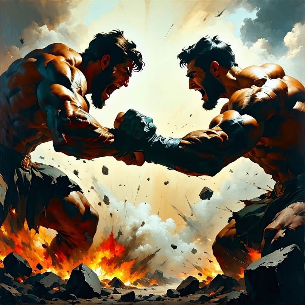 AI generated: strongest men fighting to the death