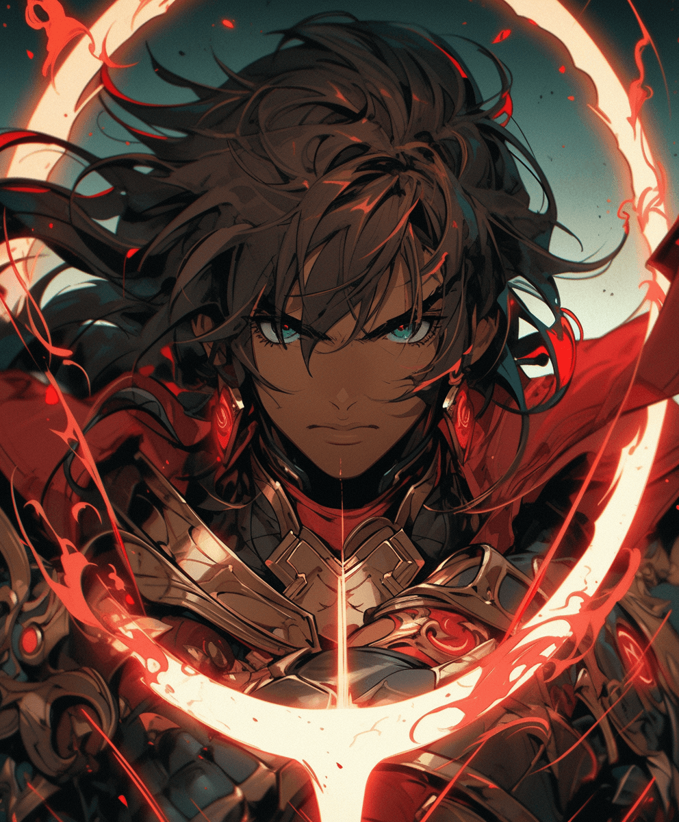 AI generated: warrior of the aegis, in the style of hauntingly beautiful illustrations, anime-inspired characters,...