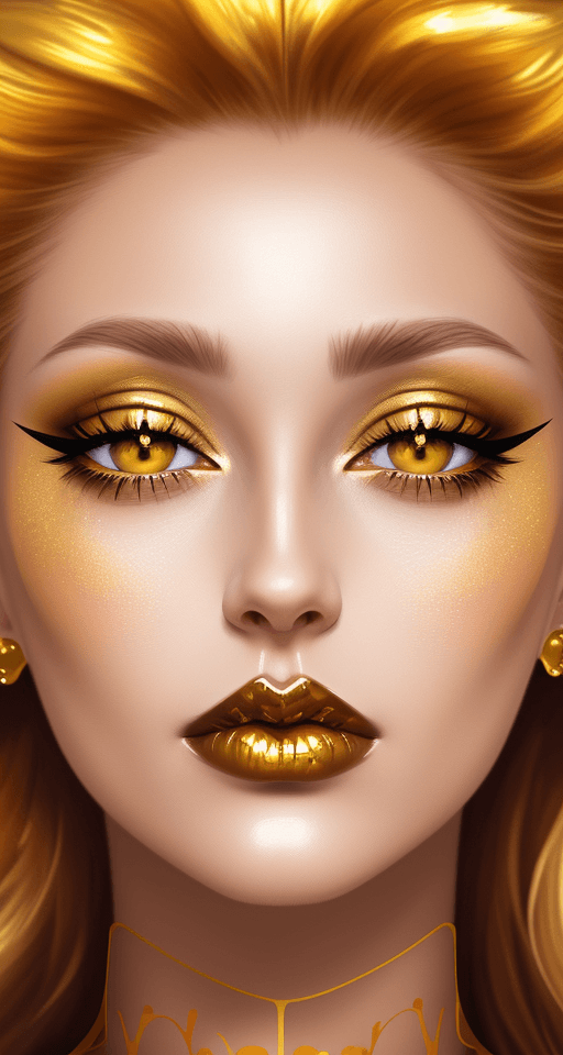 AI generated: WANDBILD ACRYLGLAS LIPPEN, FRAUEN LIPPEN MIT GOLDENER FARBE, BEAUTY