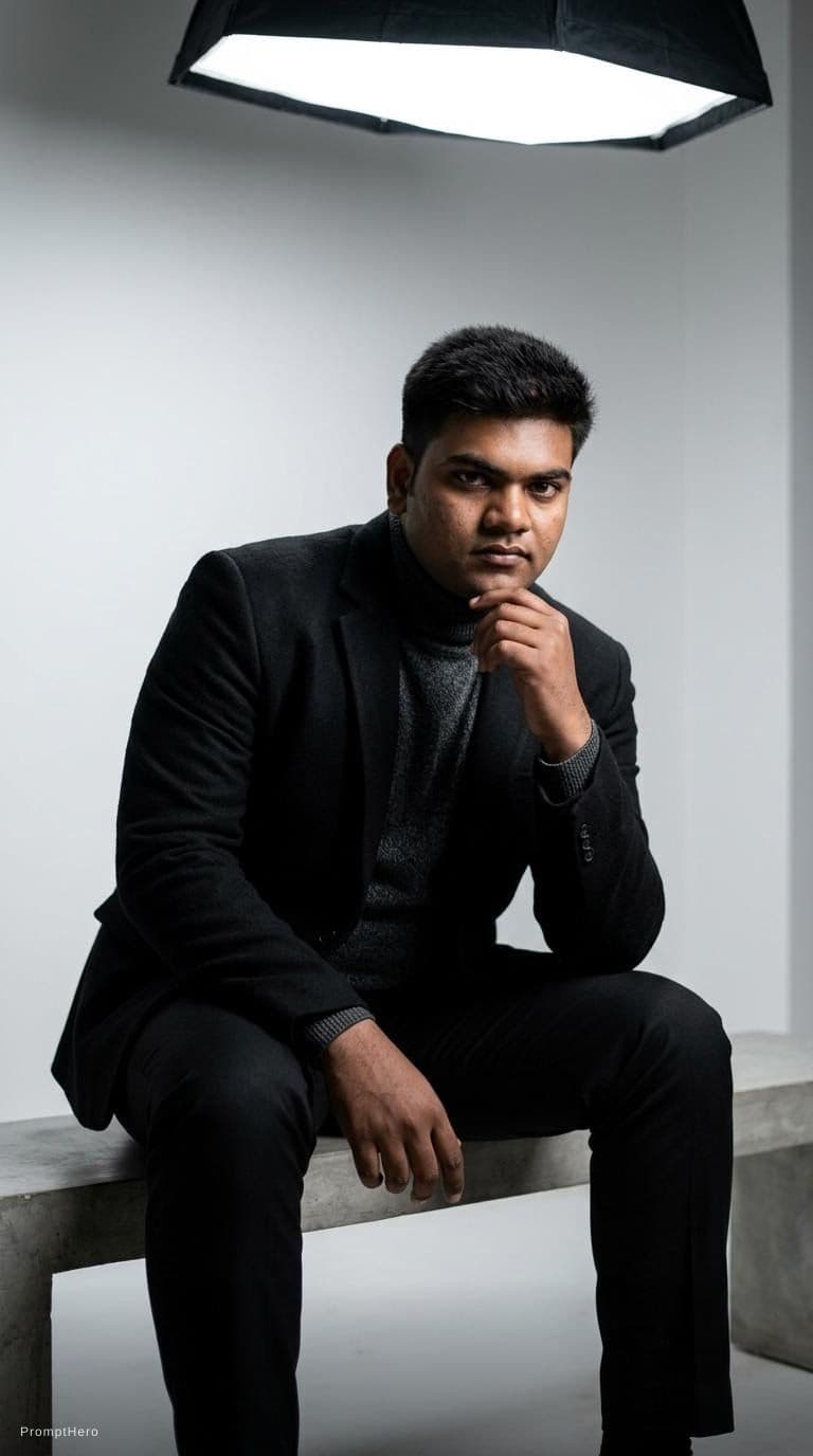 AI generated: high-end portrait photography, editorial studio photography, cinematic color grading, vertical compo...