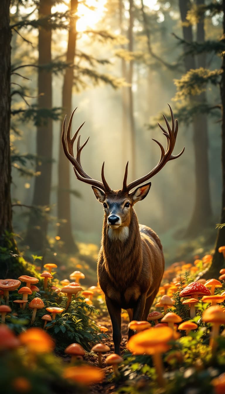 AI generated: Ultra-realistic photo. The photo depicts a beautiful forest and visible rays of the sun, on the grou...