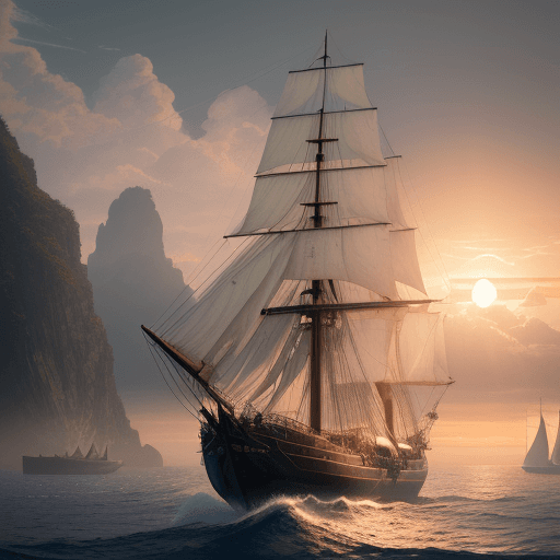AI generated: Photo of a ultra realistic sailing ship, dramatic light, pale sunrise, cinematic lighting, battered,...