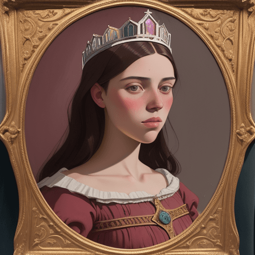 AI generated: ISABEL LA CATOLICA medieval young queen with big diamond illustration, in the style of r. kenton nel...