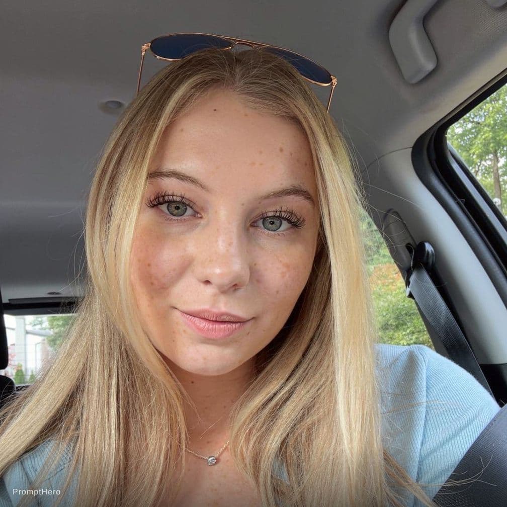 AI generated: The woman has a visible white fluid all over her face that resembles semen